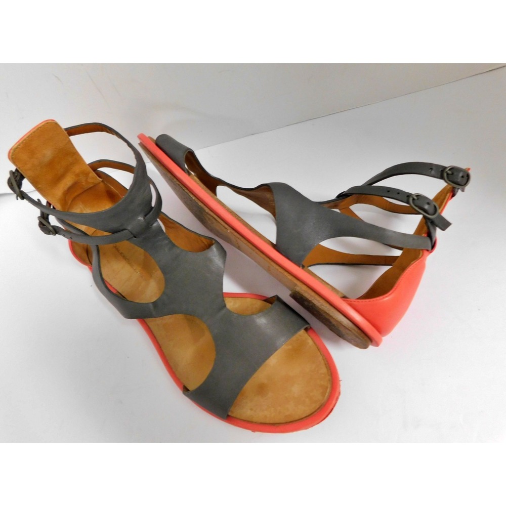 Balenciaga Gladiator‎ Gray Red Cut Out Flat Multi Leather Sandals Italy 37 - Picture 2 of 7